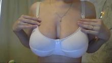 Camgirl Opens Bra and Shows Her Saggy Milk Filled Boobs