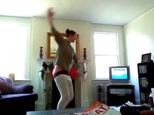 Mooning ballerina getting silly in the living room