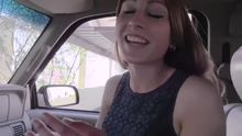Pretty chick rides cock in the driver's seat